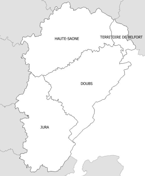 Carte des départements de Franche-Comté