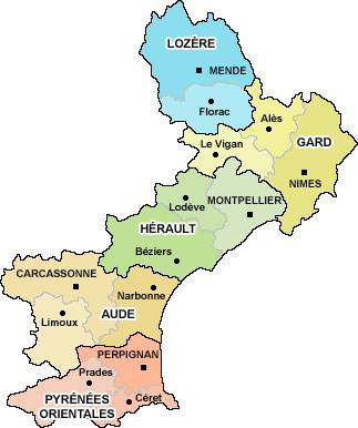 Carte des départements du Languedoc-Roussillon Carte des départements du Languedoc-Roussillon