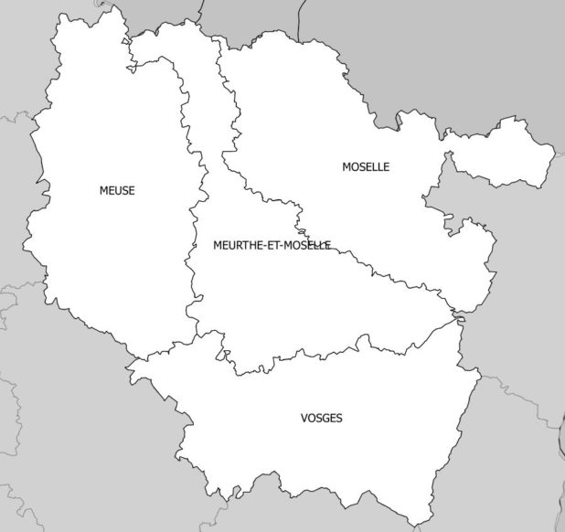 Carte des départements de la région Lorraine