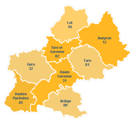 Carte départements de Midi-Pyrénées Carte départements de Midi-Pyrénées