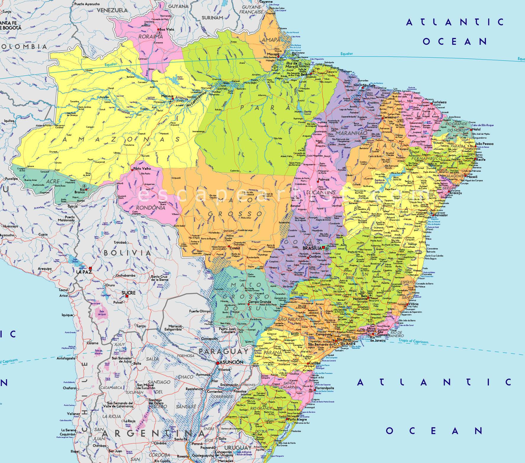 Carte détaillée du Brésil Carte détaillée du Brésil