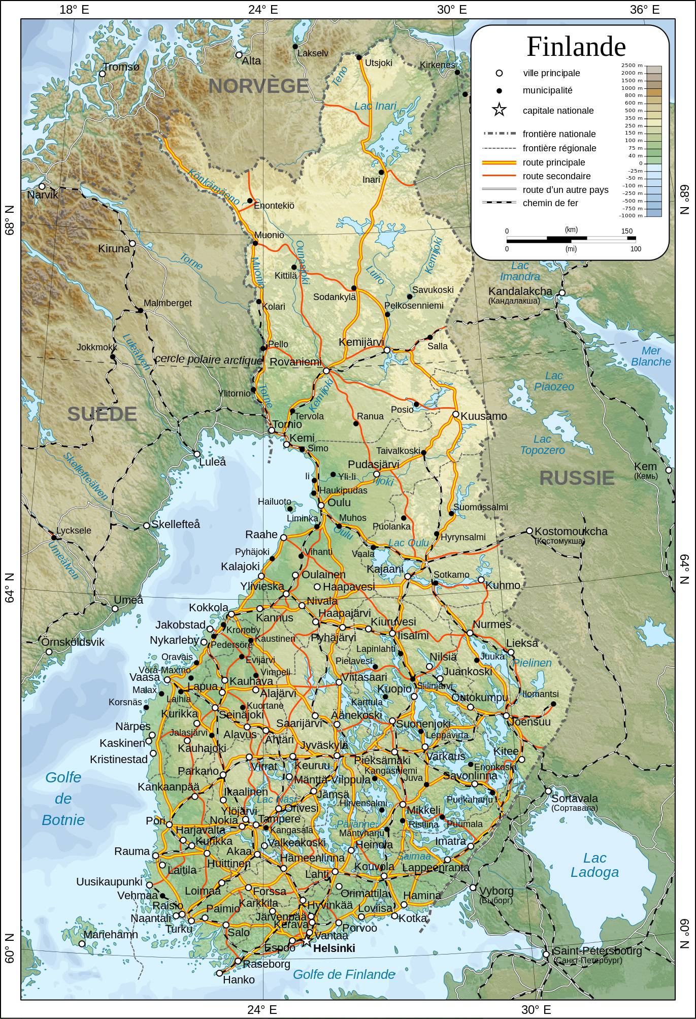 Carte détaillée de la Finlande Carte détaillée de la Finlande