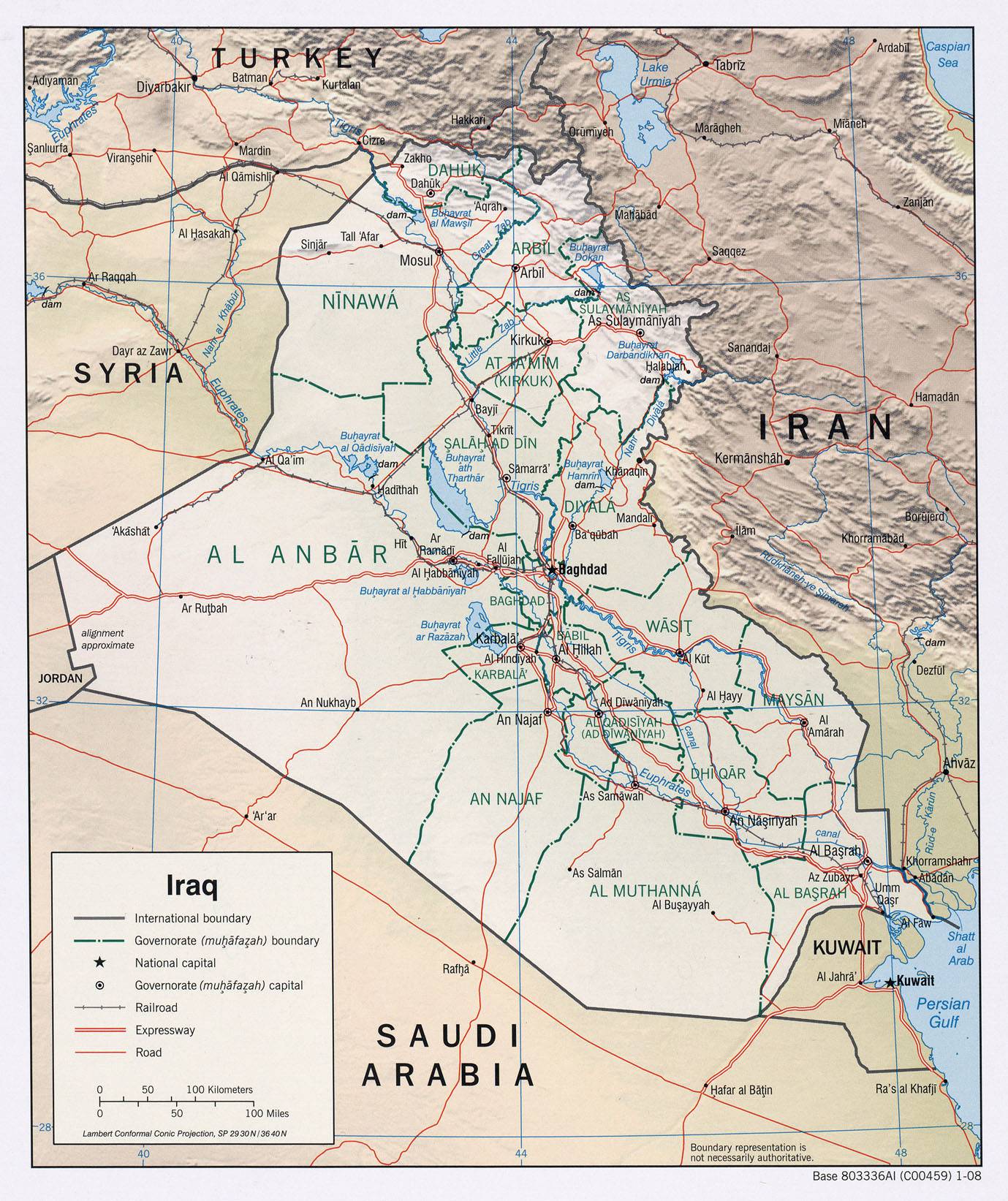Carte détaillée de l'Irak Carte détaillée de l'Irak