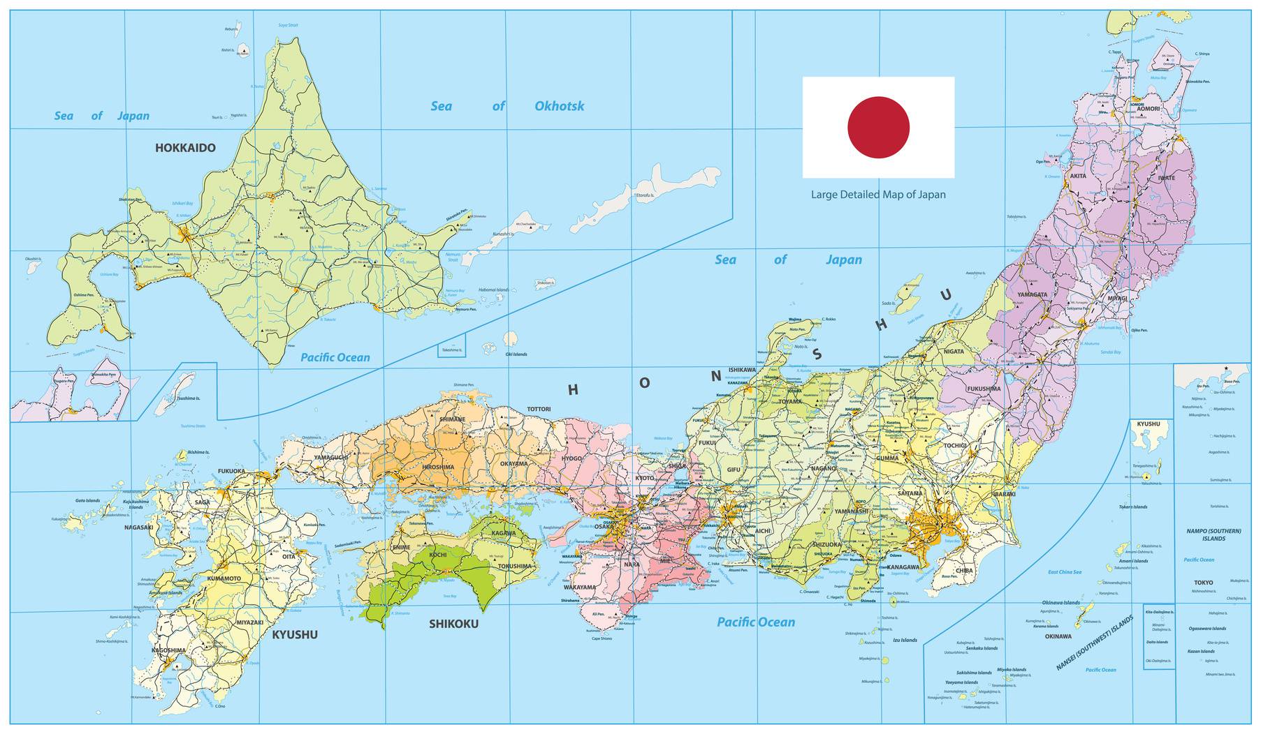 Carte détaillée du Japon