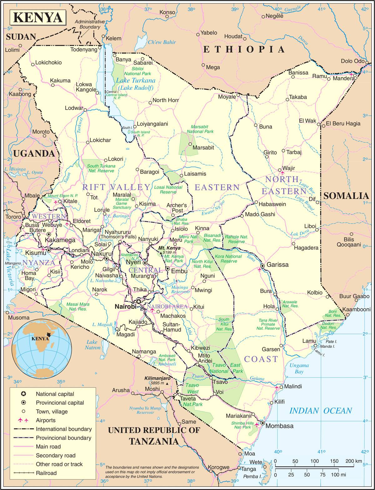 Carte détaillée du Kenya Carte détaillée du Kenya