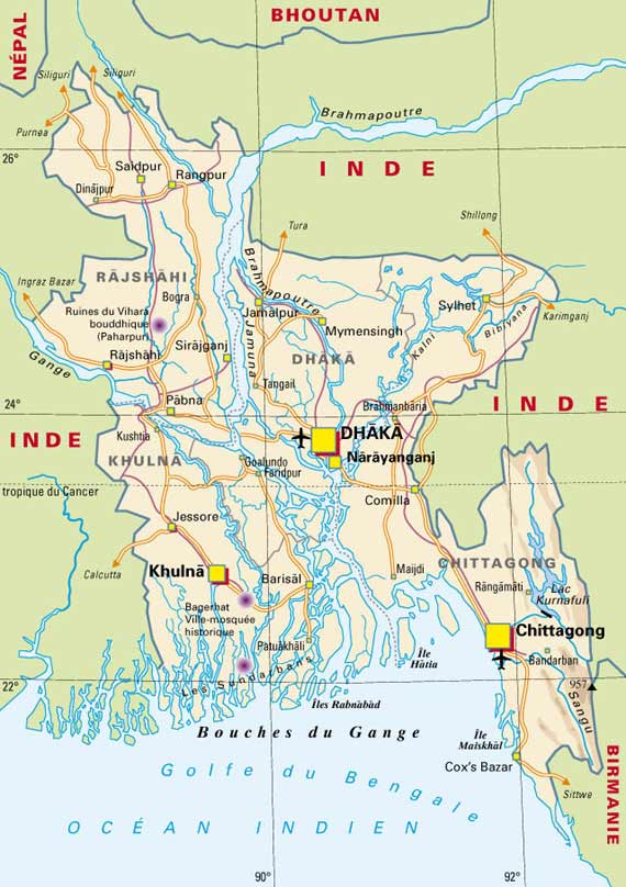 Carte géographique du Bangladesh Carte géographique du Bangladesh