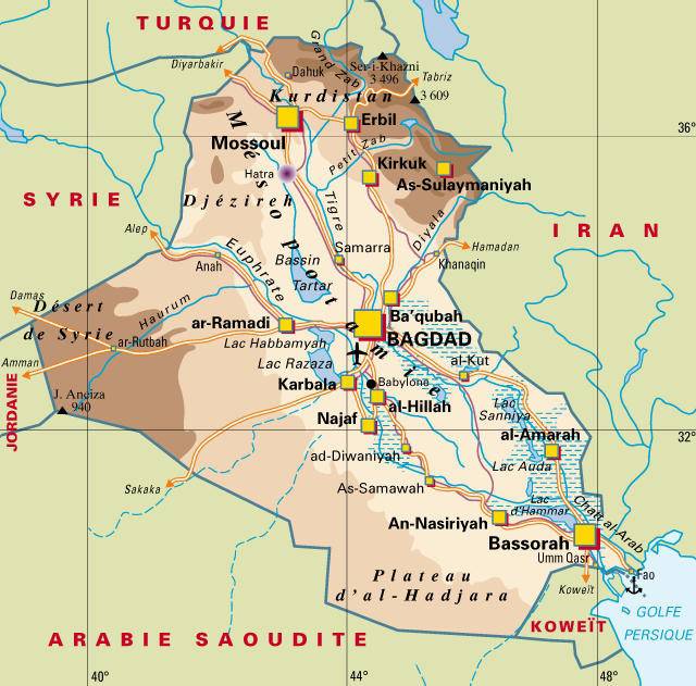Carte géographique Irak Carte géographique Irak
