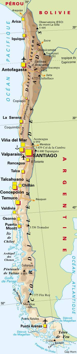 Carte géographique du Chili Carte géographique du Chili