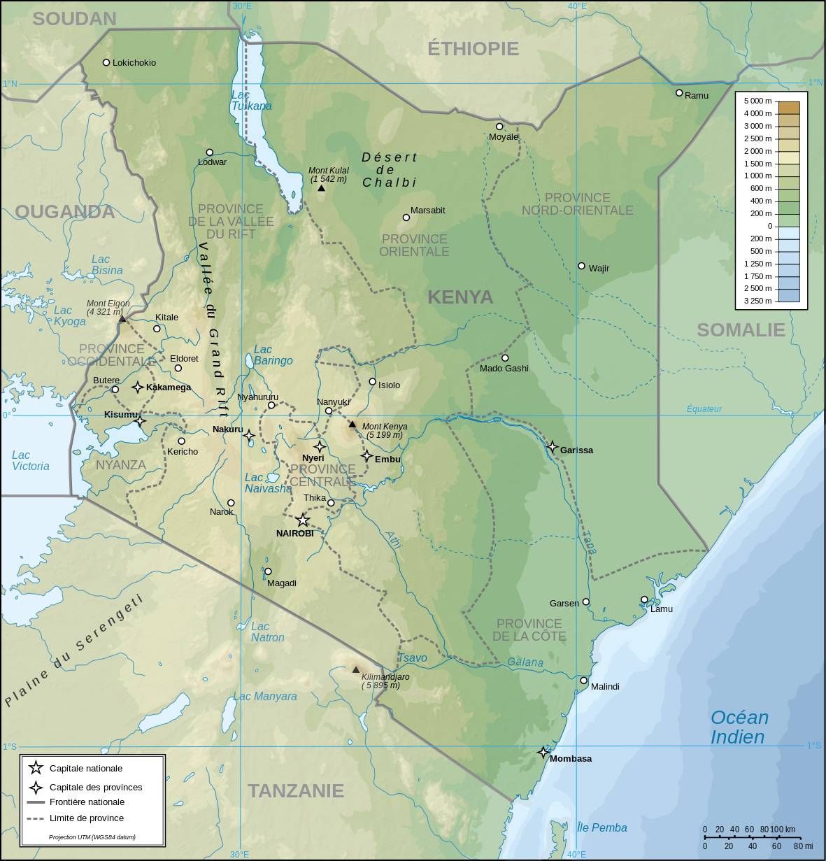 Carte géographique du Kenya Carte géographique du Kenya