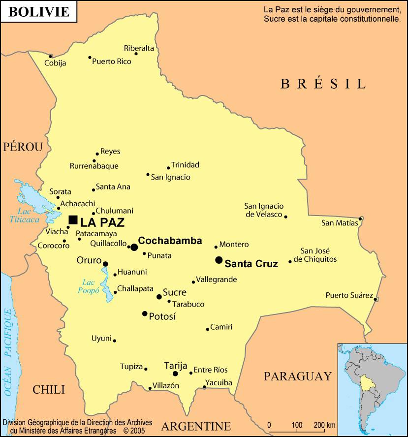 Les Pays - Bolivie Carte-grandes-villes-bolivie