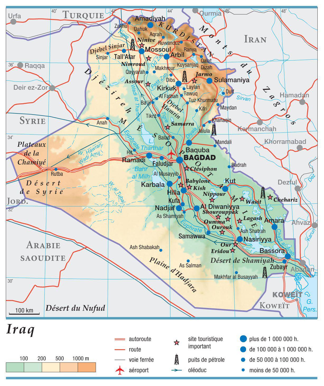 Carte de l'Irak Carte de l'Irak