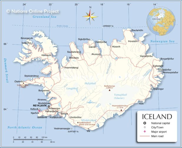 Carte de l'Islande