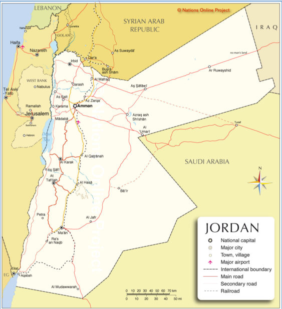 Carte de la Jordanie