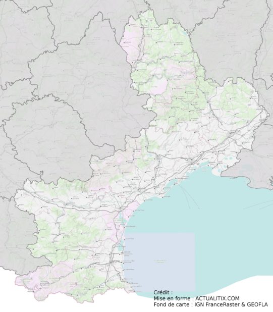 Carte du Langudoc-Roussillon (région administrative)