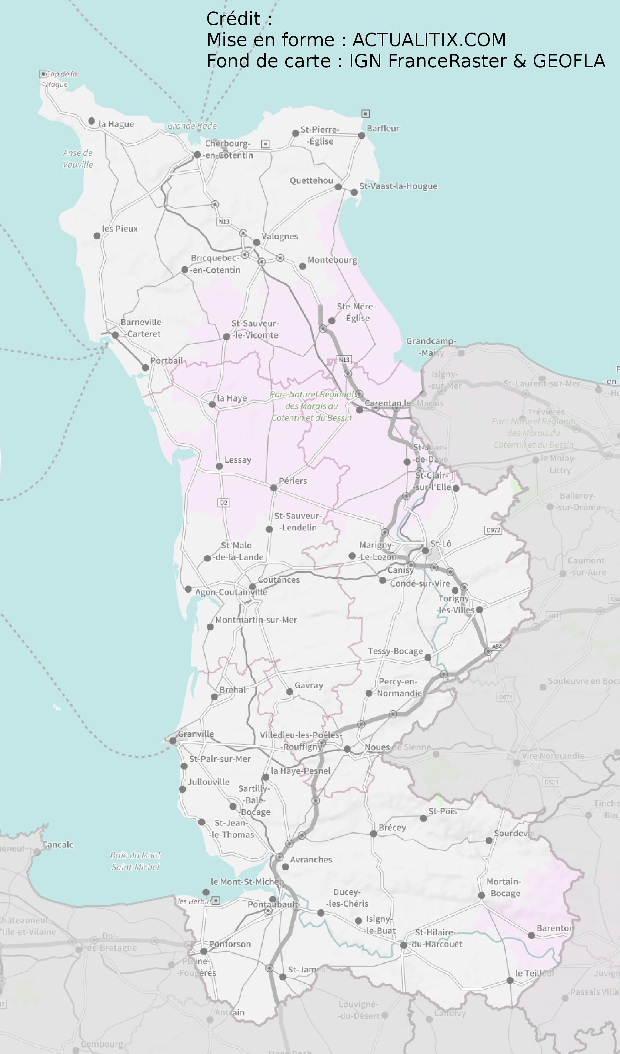 le cotentin carte geographique