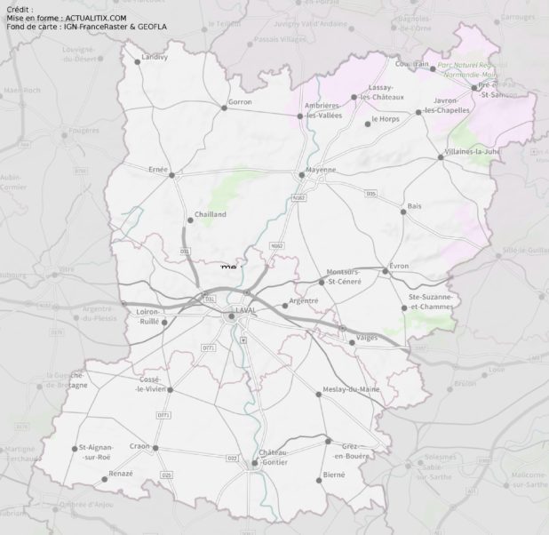 Carte de la Mayenne