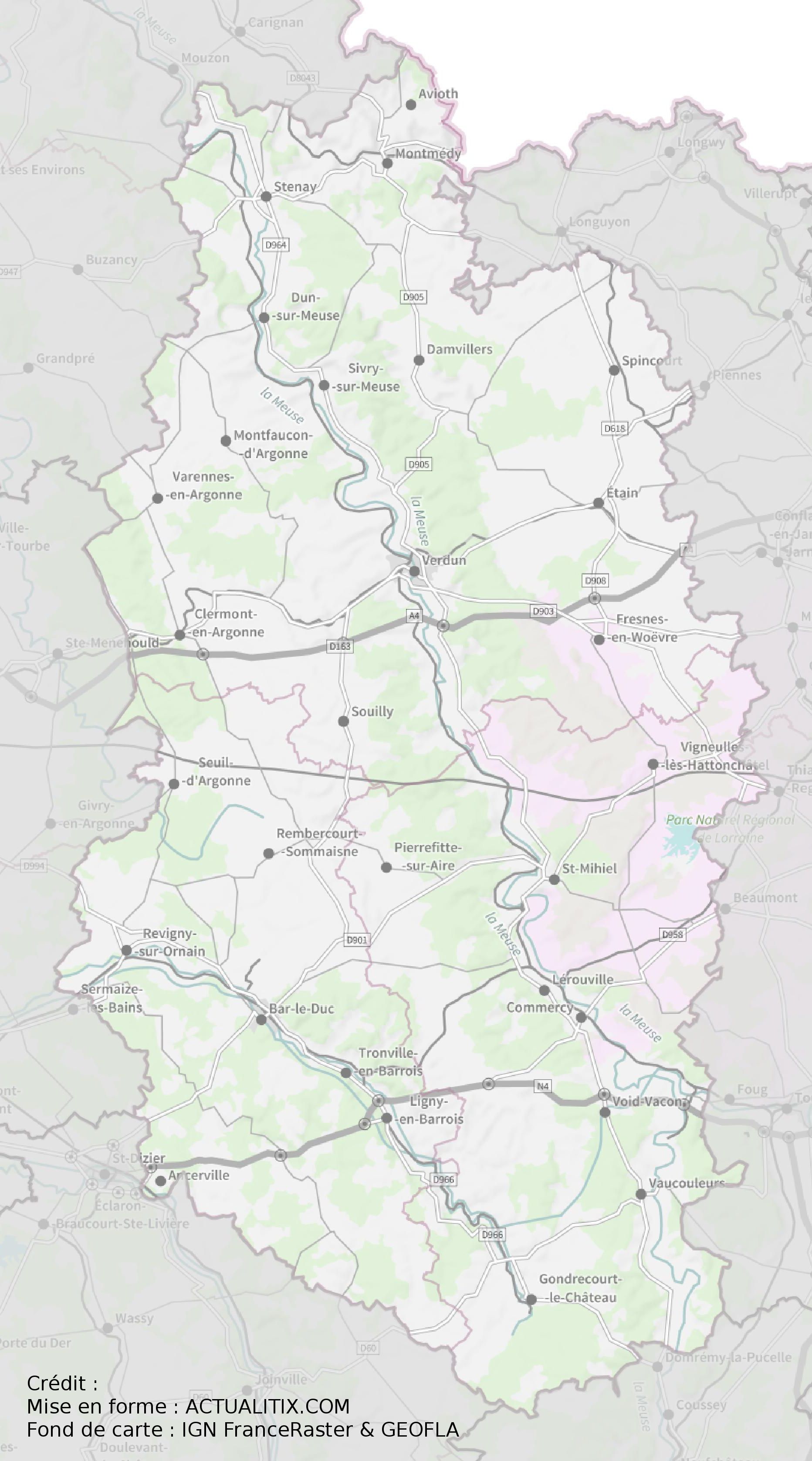 carte du fleuve de la meuse