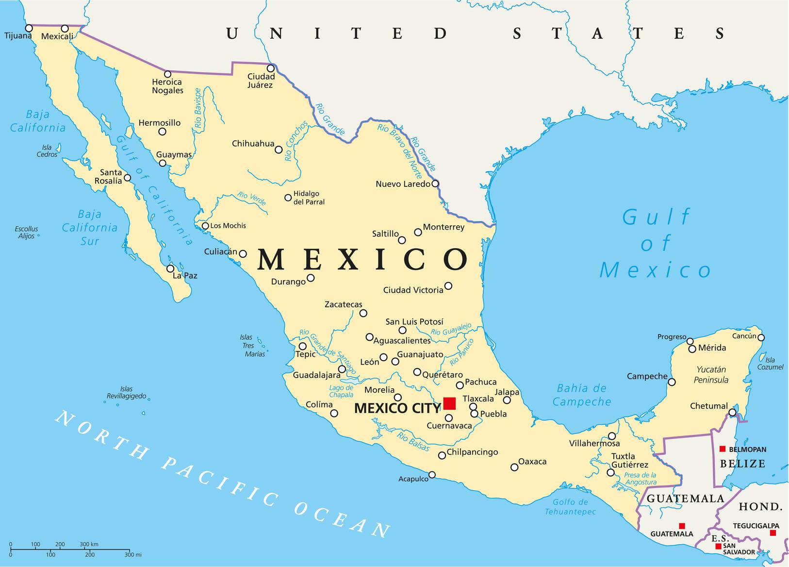 Carte du Mexique simple