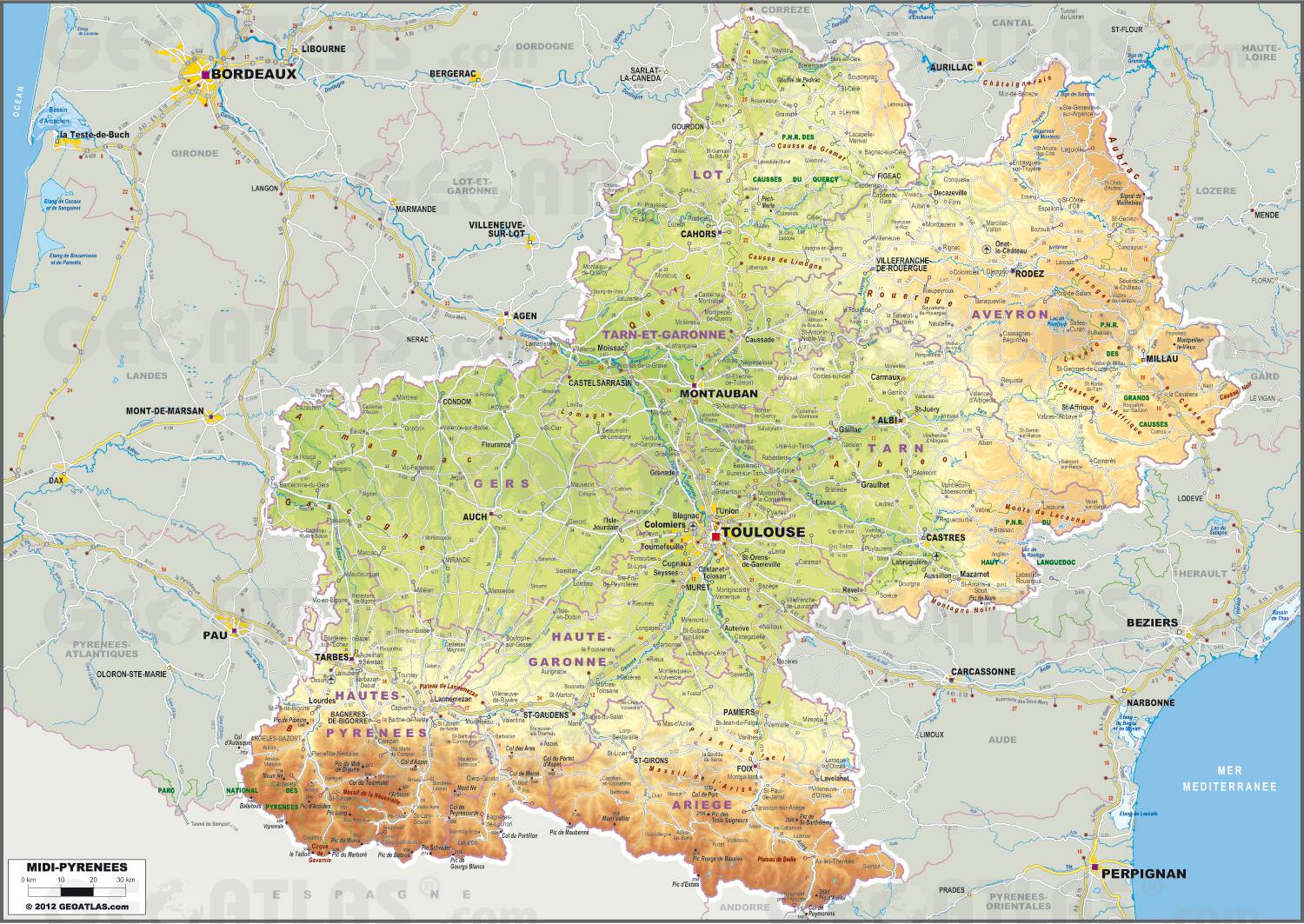 Carte de Midi-Pyrénées