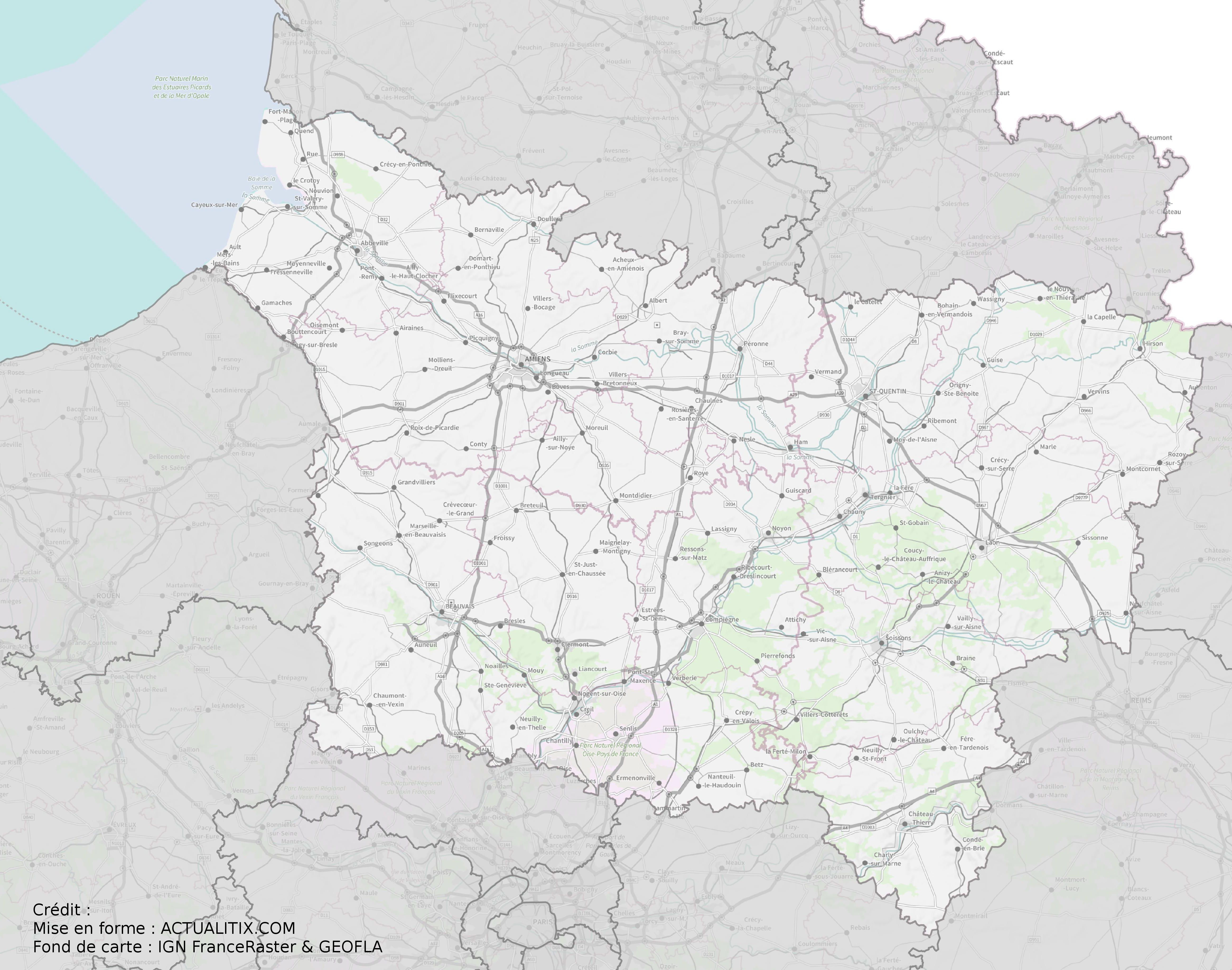 Kaart Picardie Frankrijk - Vogels