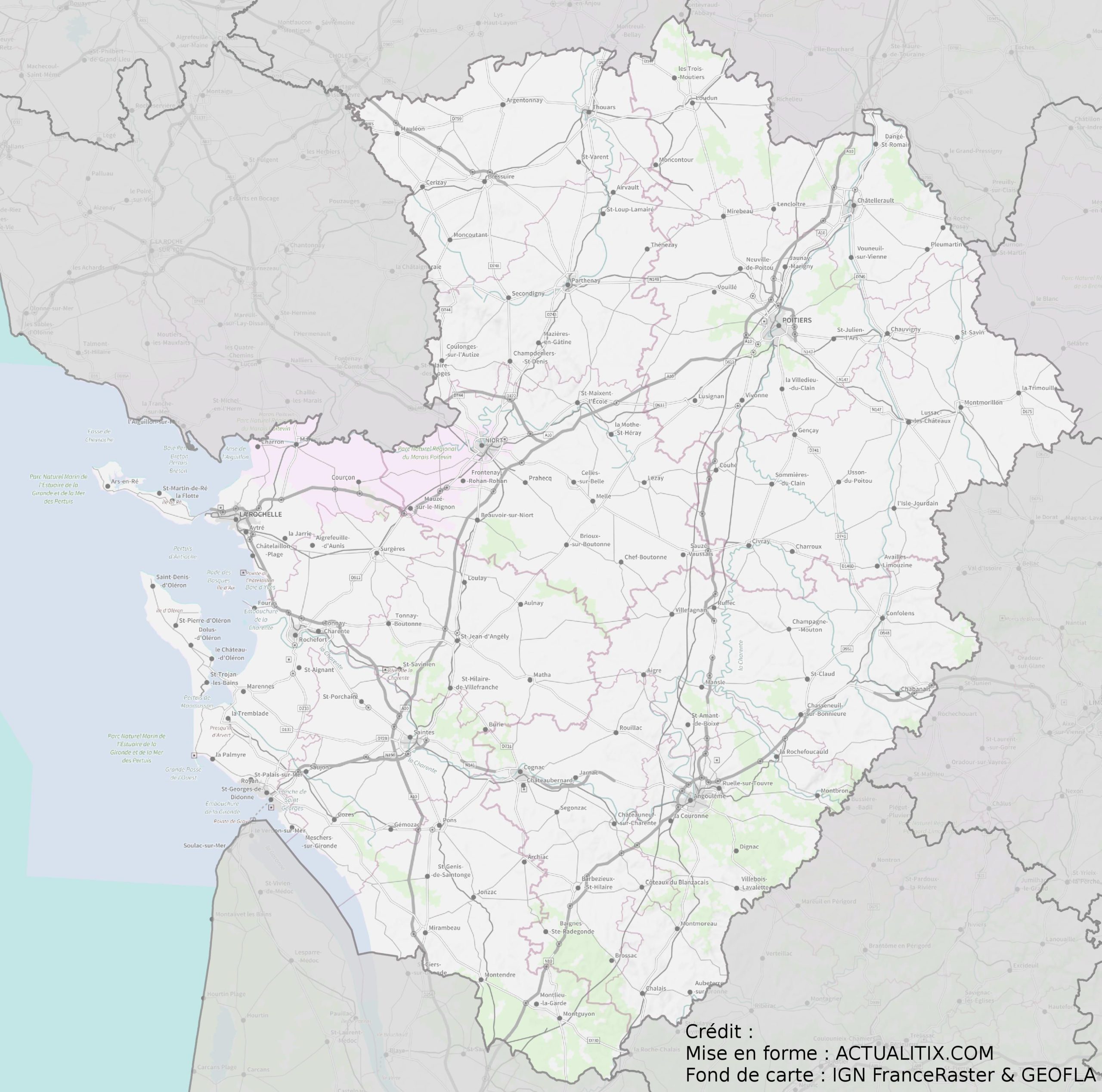 carte geographique de poitou charentes