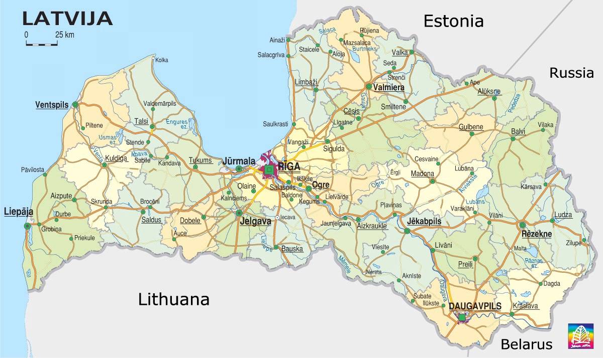Carte politique de la Lettonie Carte politique de la Lettonie
