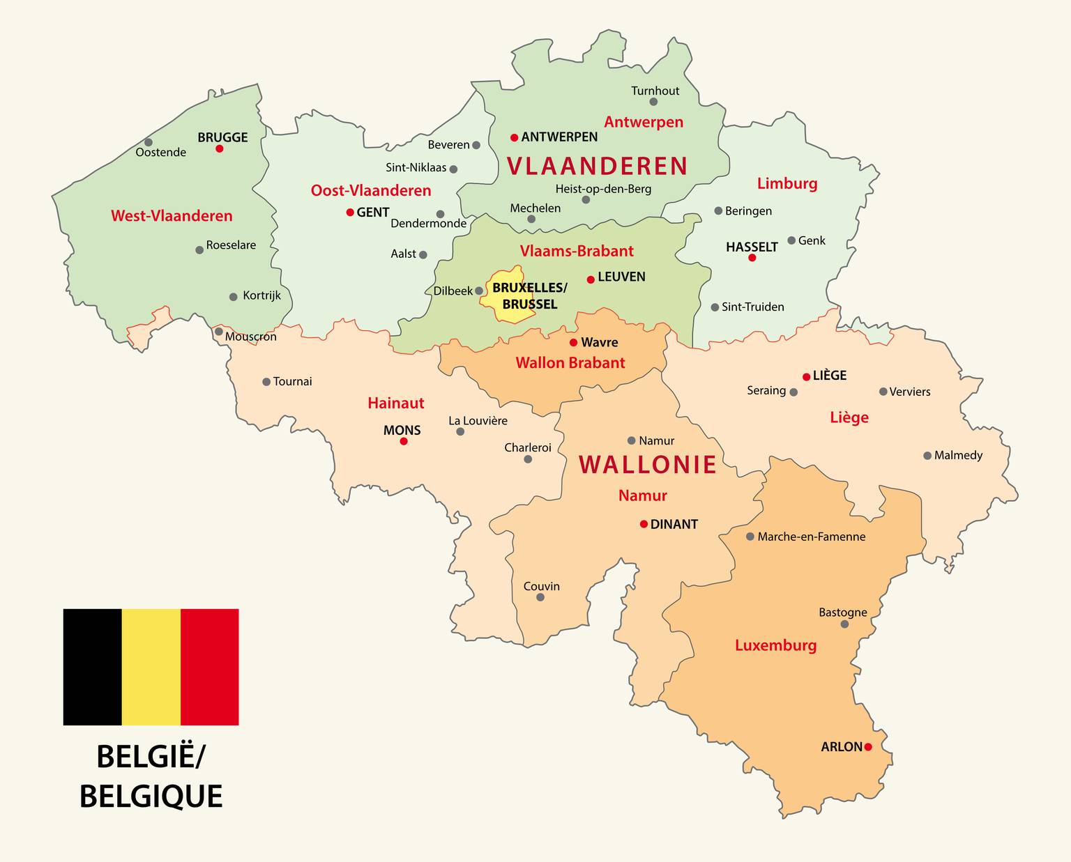 carte de belgique région