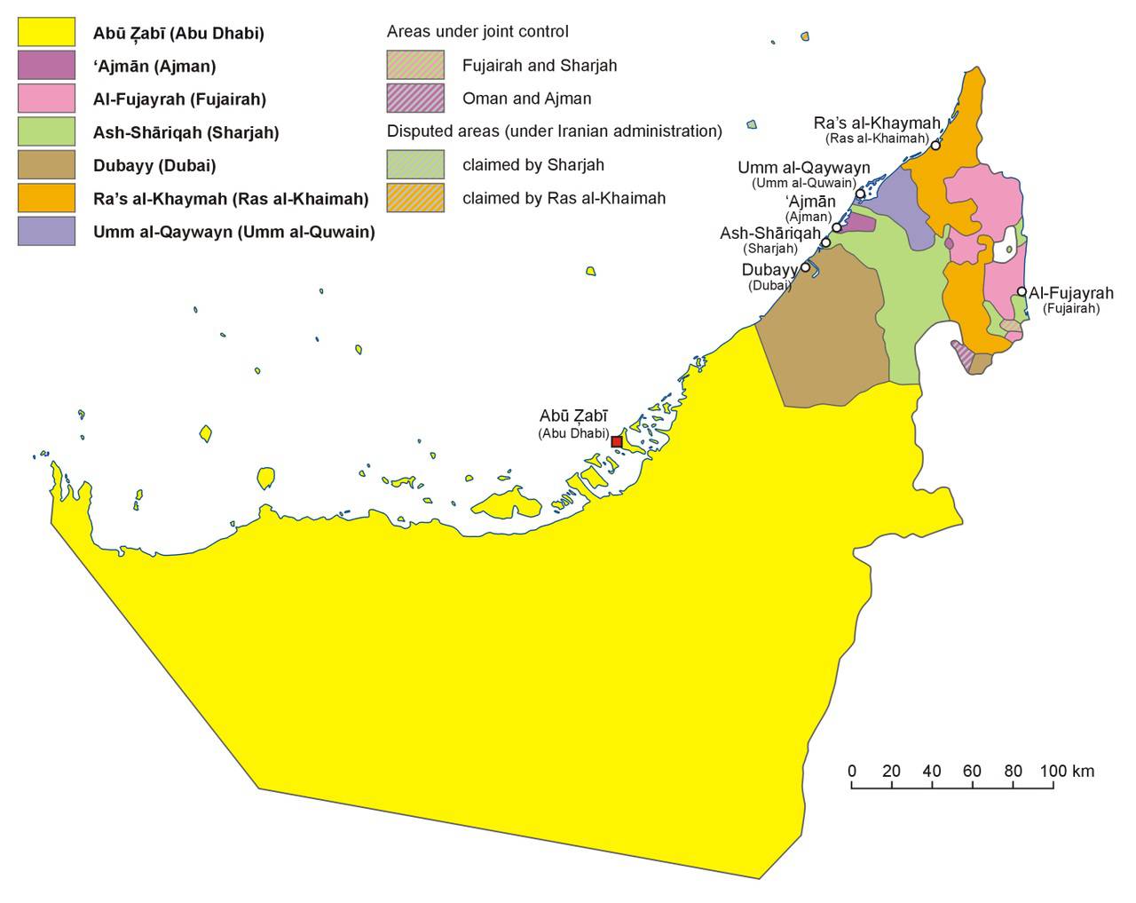 Carte des régions des Emirats arabes unis Carte des régions des Emirats arabes unis
