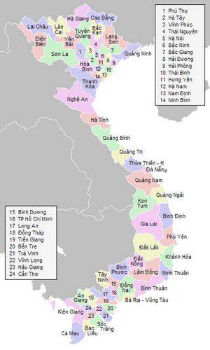 Carte des régions du Vietnam Carte des régions du Vietnam