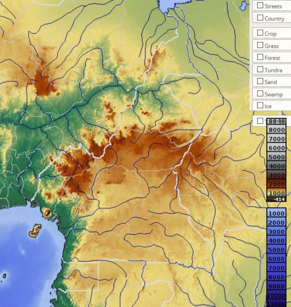 Carte du relief du Cameroun