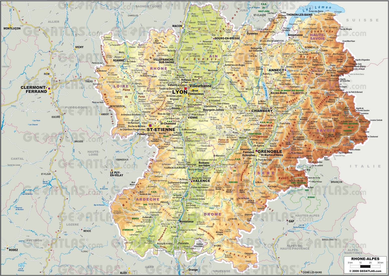 Carte Rhône Alpes