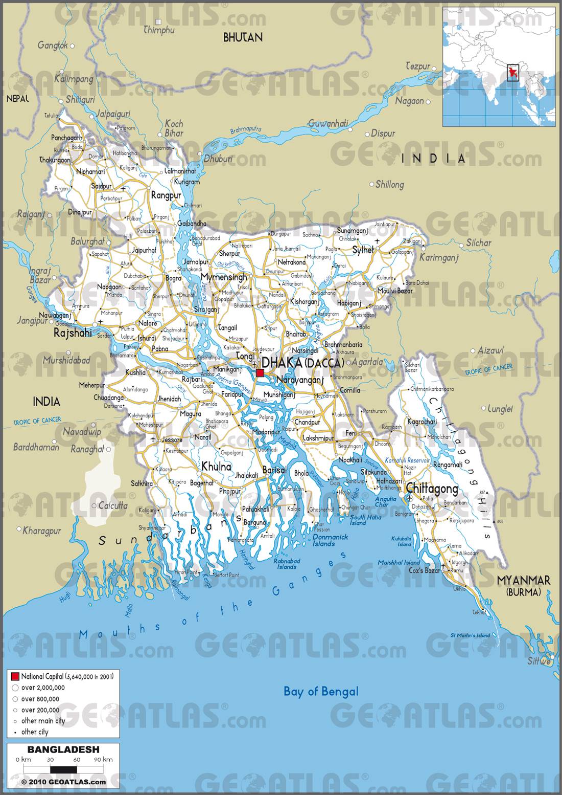 Carte routière du Bangladesh Carte routière du Bangladesh