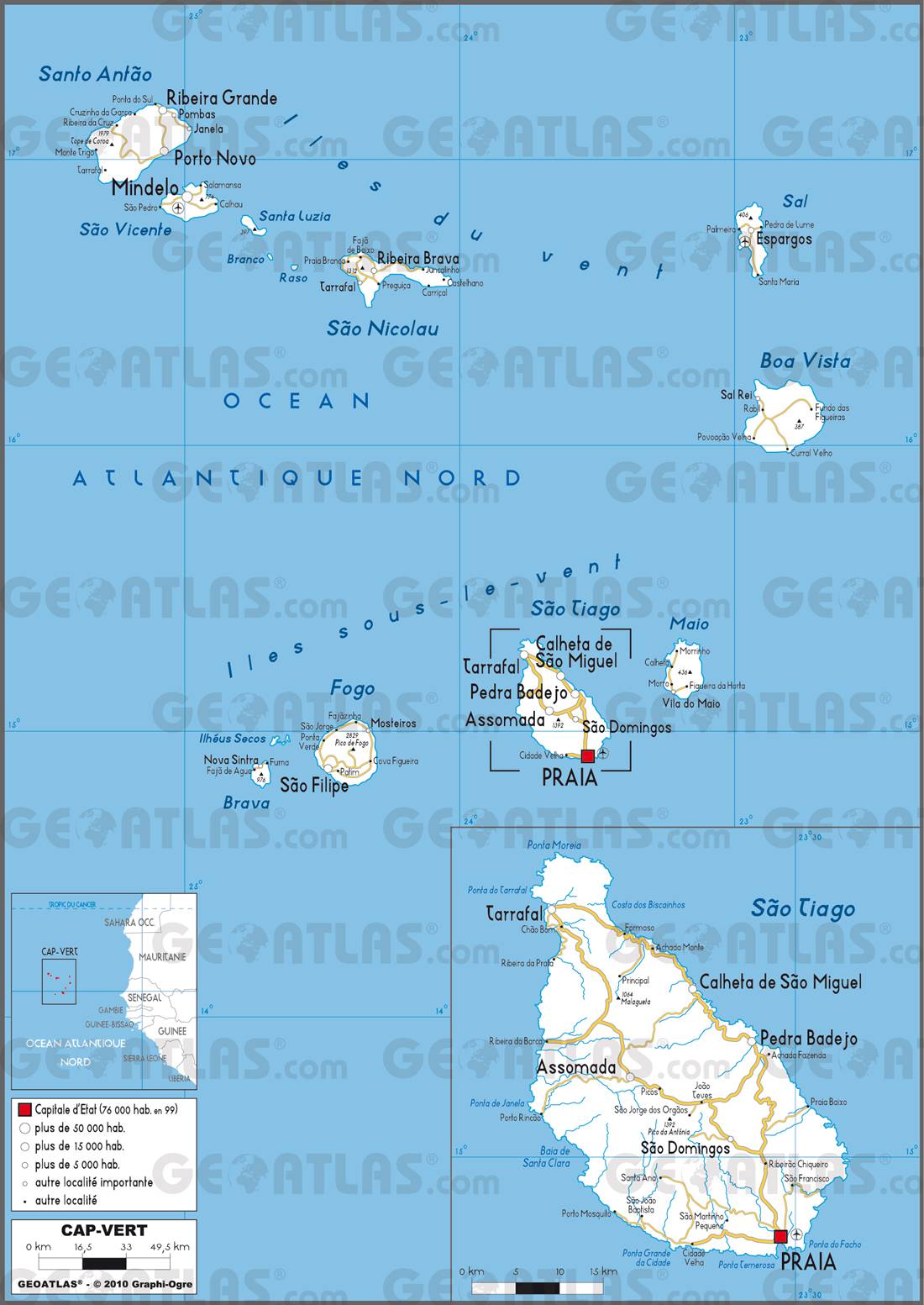 Carte routière du Cap-Vert Carte routière du Cap-Vert