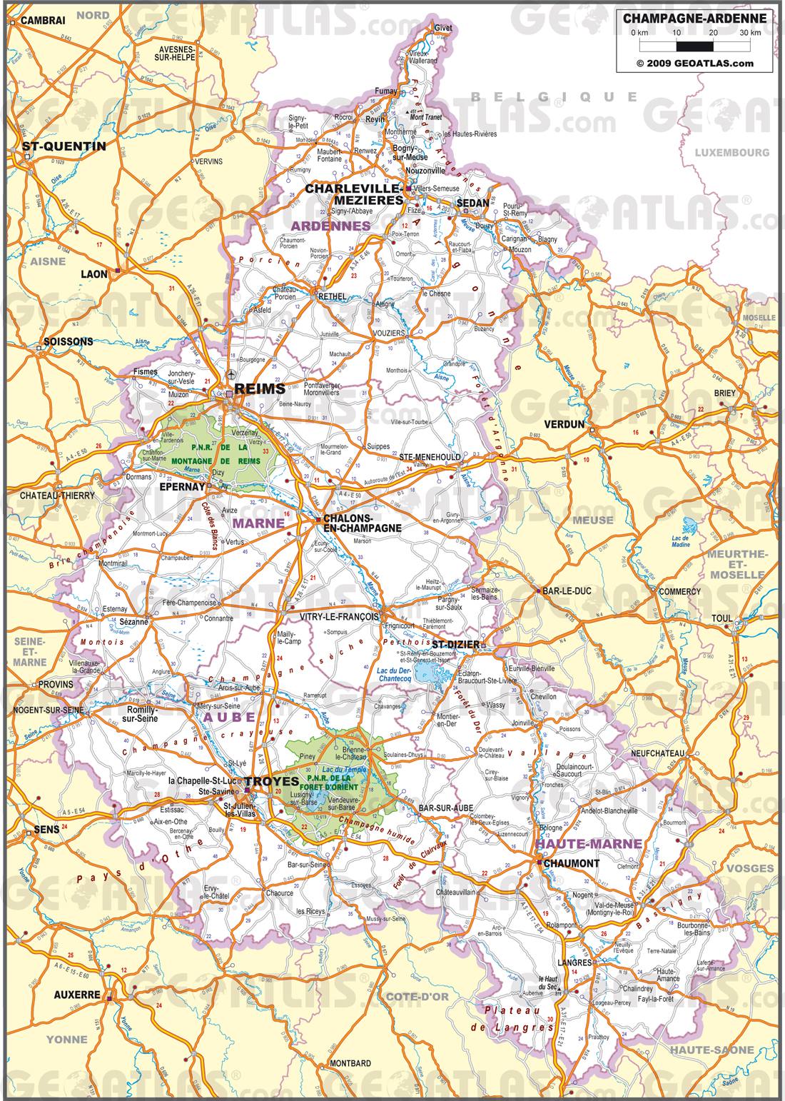 Champagne Ardenne Carte Detaillee Archives Voyages Cartes