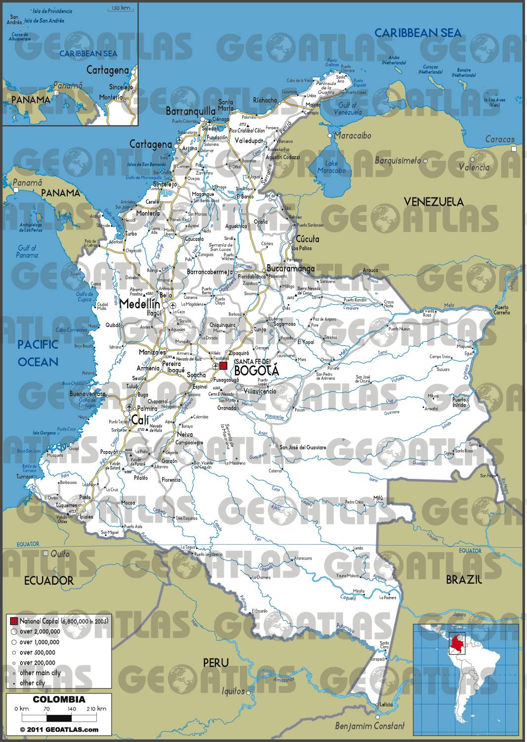 Carte routière de la Colombie Carte routière de la Colombie