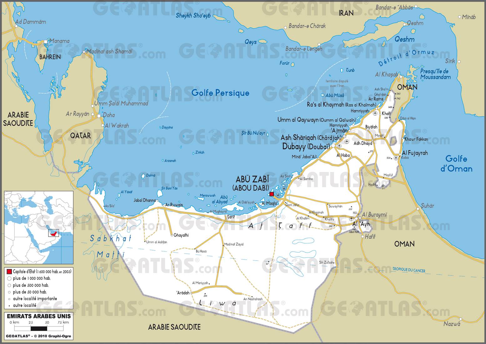Carte routière des Emirats arabes unis Carte routière des Emirats arabes unis