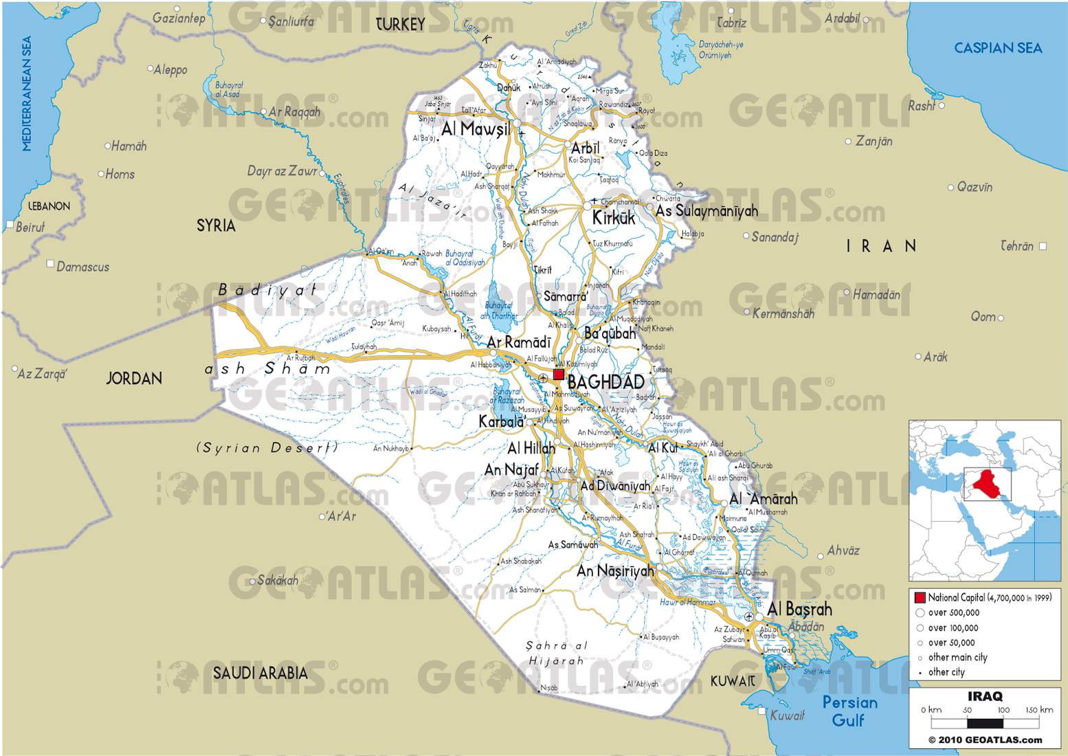 Carte routière de l'Irak Carte routière de l'Irak