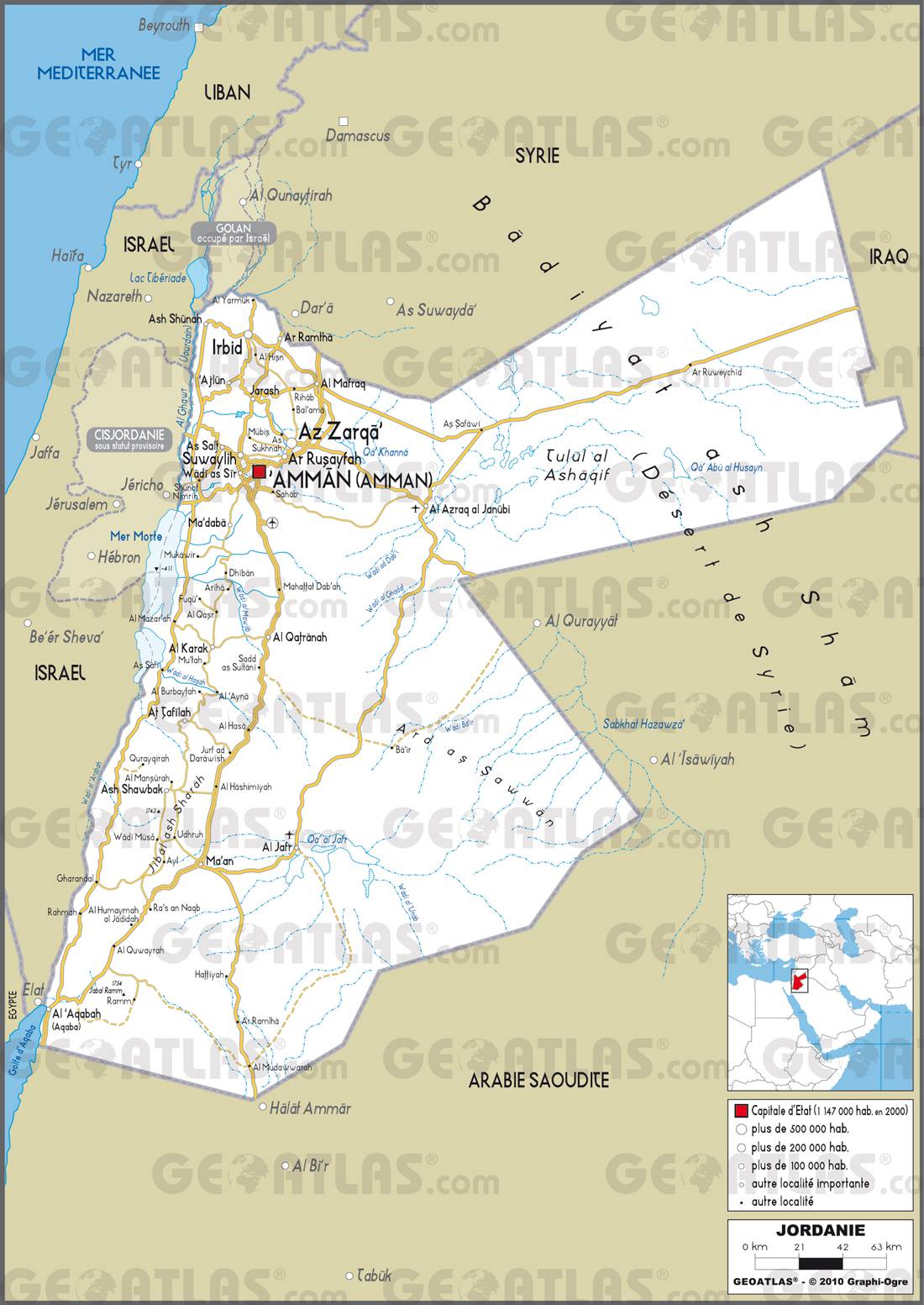 Carte routière de la Jordanie Carte routière de la Jordanie