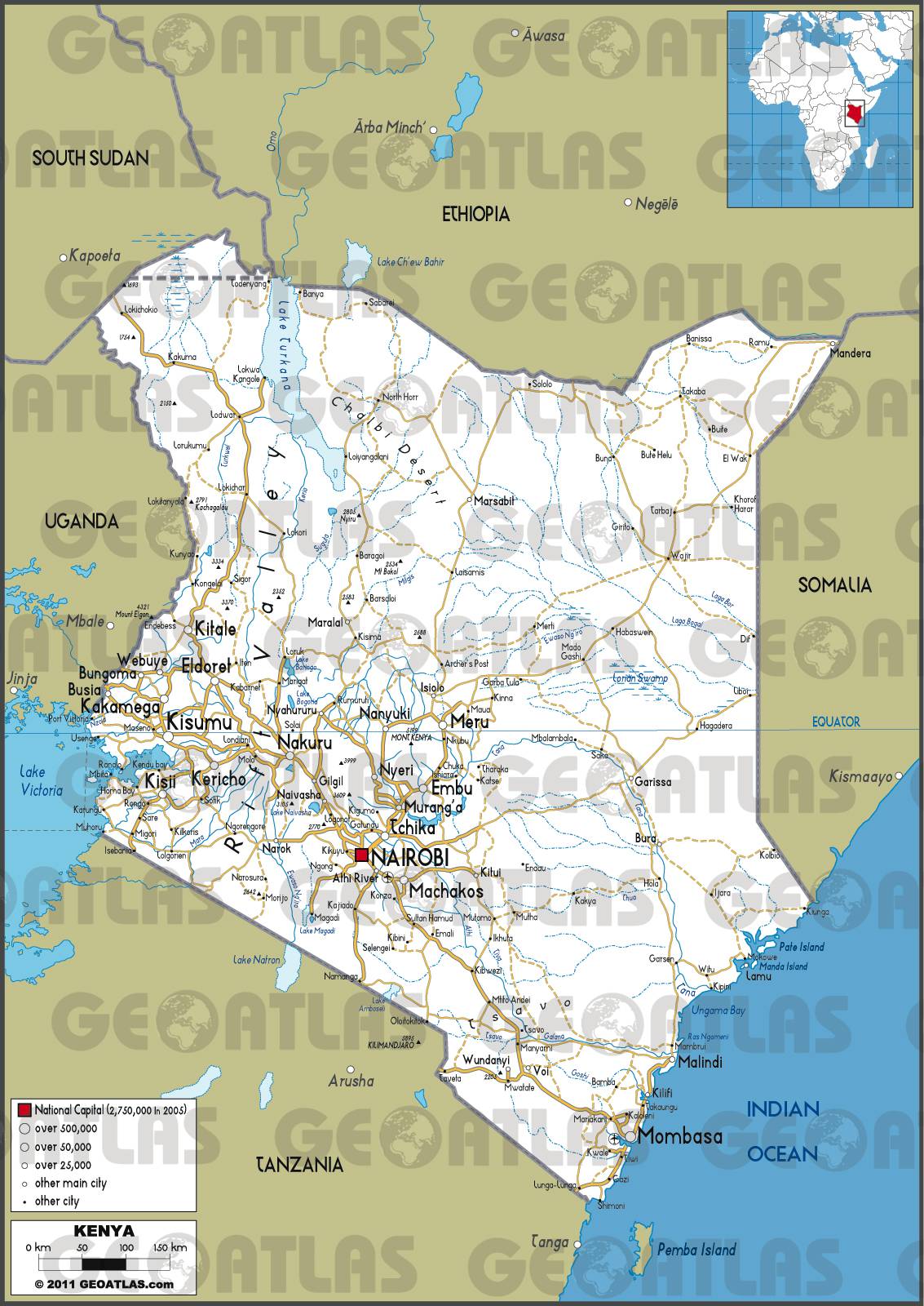 Carte routière du Kenya Carte routière du Kenya