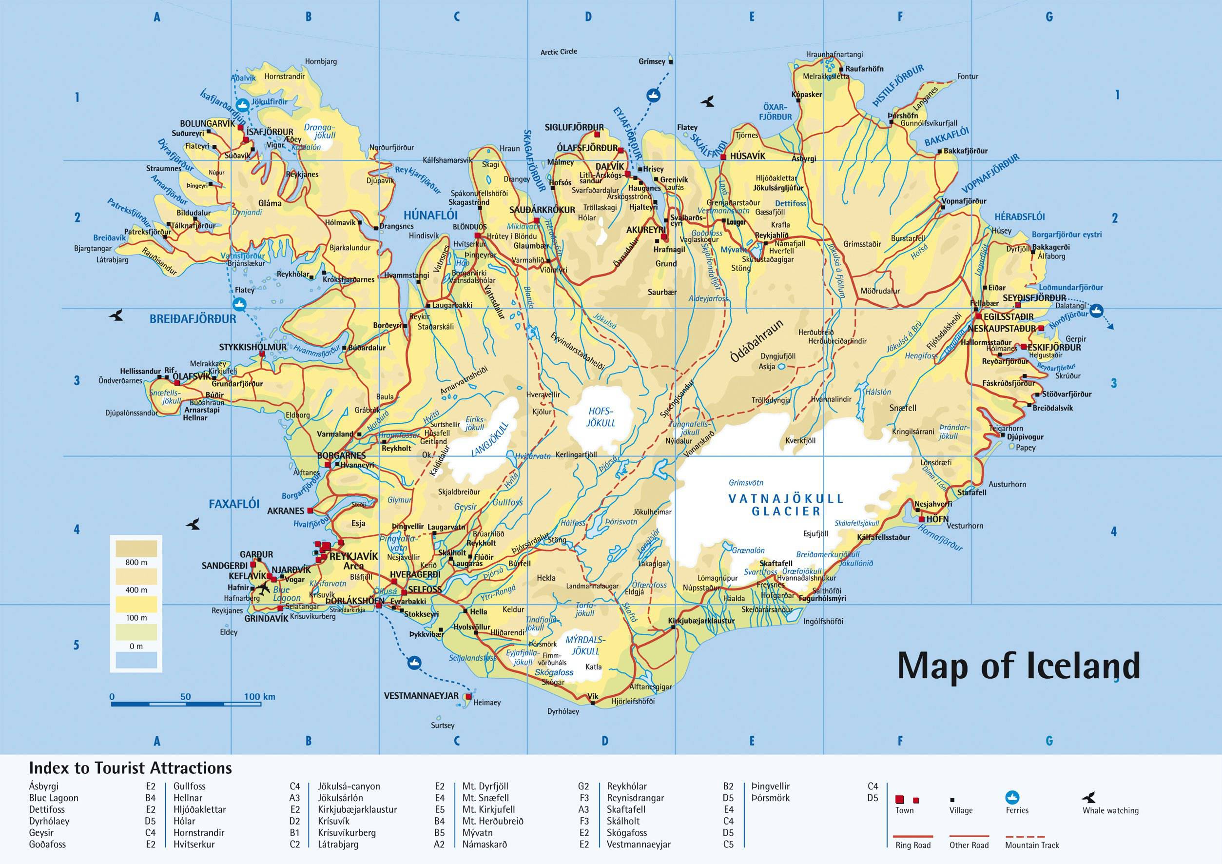 Carte du tourisme en Islande Carte du tourisme en Islande