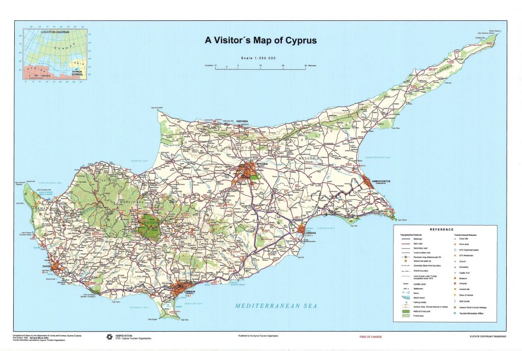 Carte de Chypre - Plusieurs cartes du pays (villes, relief
