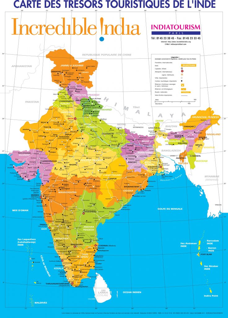 Carte touristique de l'Inde Carte touristique de l'Inde