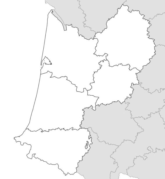 Carte vierge de l'Aquitaine