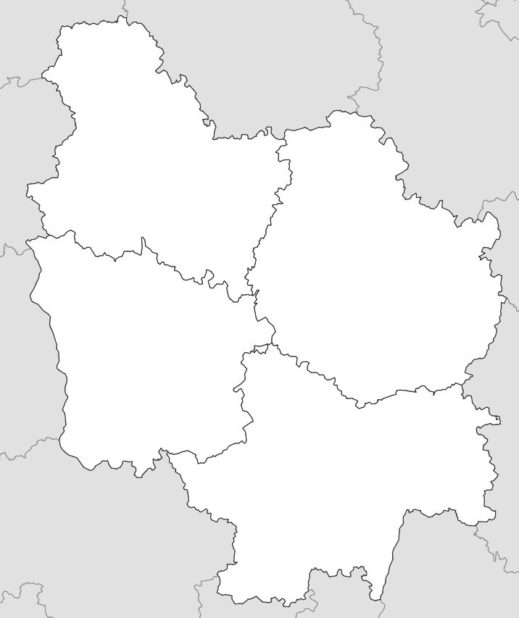 Carte vierge des départements de la Bourgogne