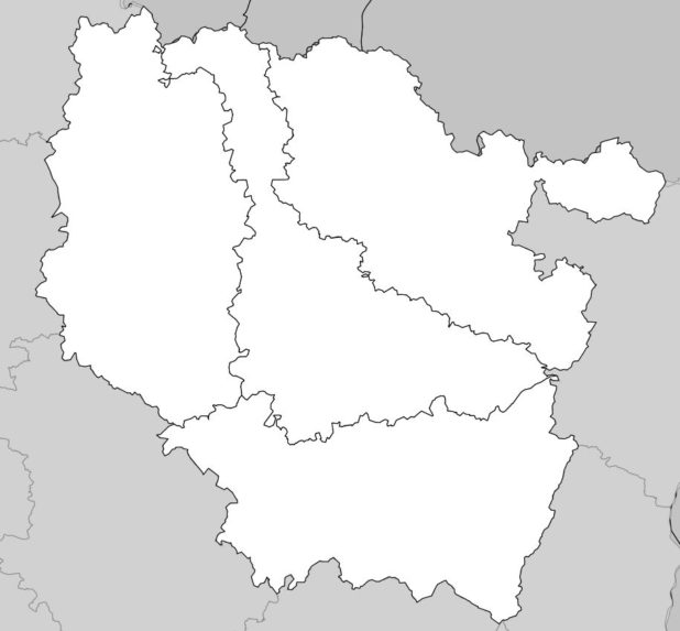 Carte vierge des départements de la région Lorraine