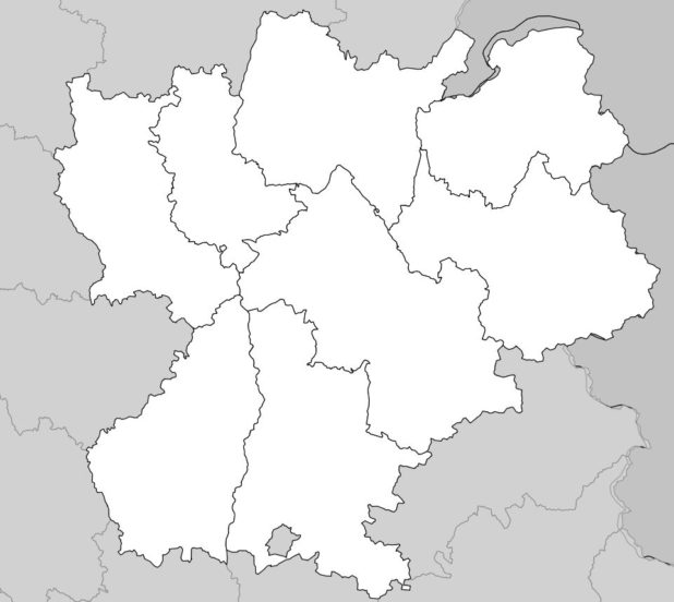 Carte vierge des départements de Rhône-Alpes