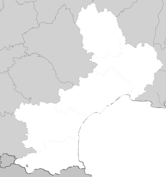 Carte vierge du Languedoc-Roussillon