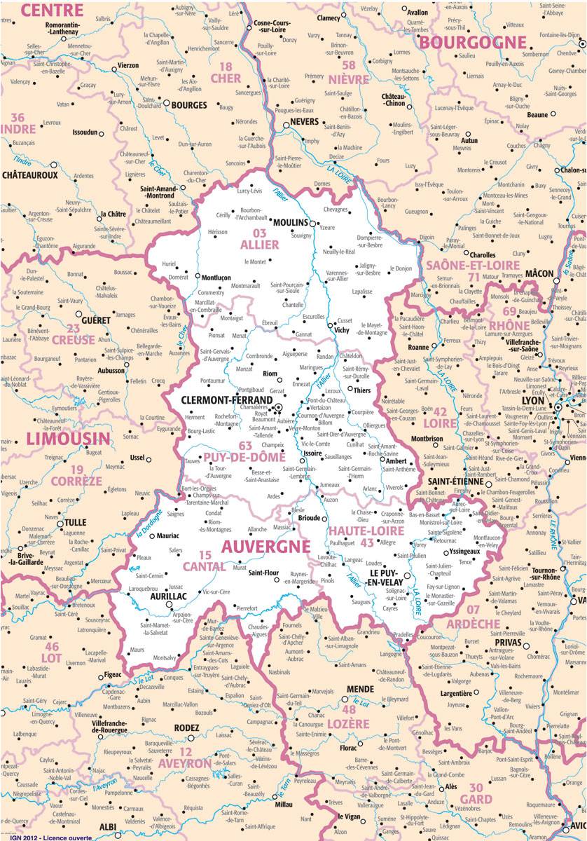 carte auvergne - Image