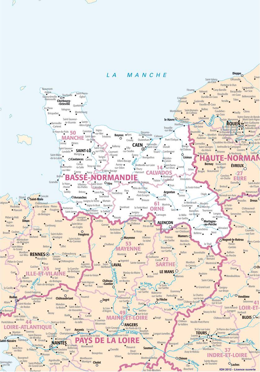 Carte de la Basse-Normandie - Plusieurs cartes de la région