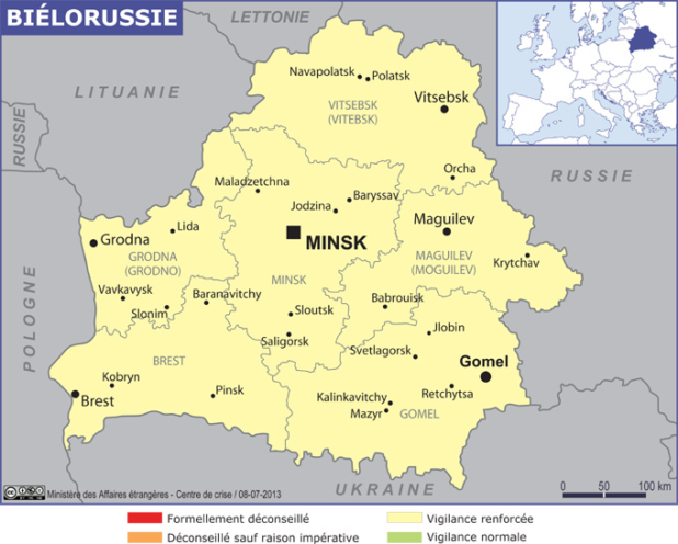 Carte des villes de Biélorussie